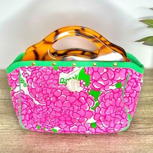 Lilly Pulitzer Clutch with Faux Tortoise Handle, Pink.